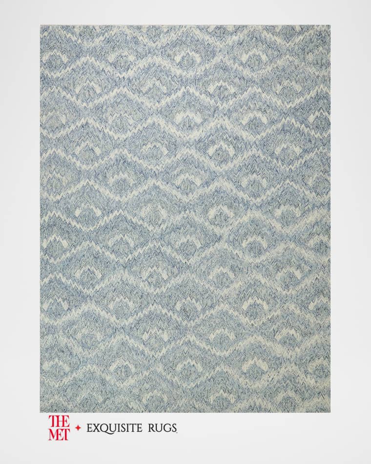 Exquisite Rugs x THE MET Bargello Hand-Tufted Light Blue Rug, 8' x 10'