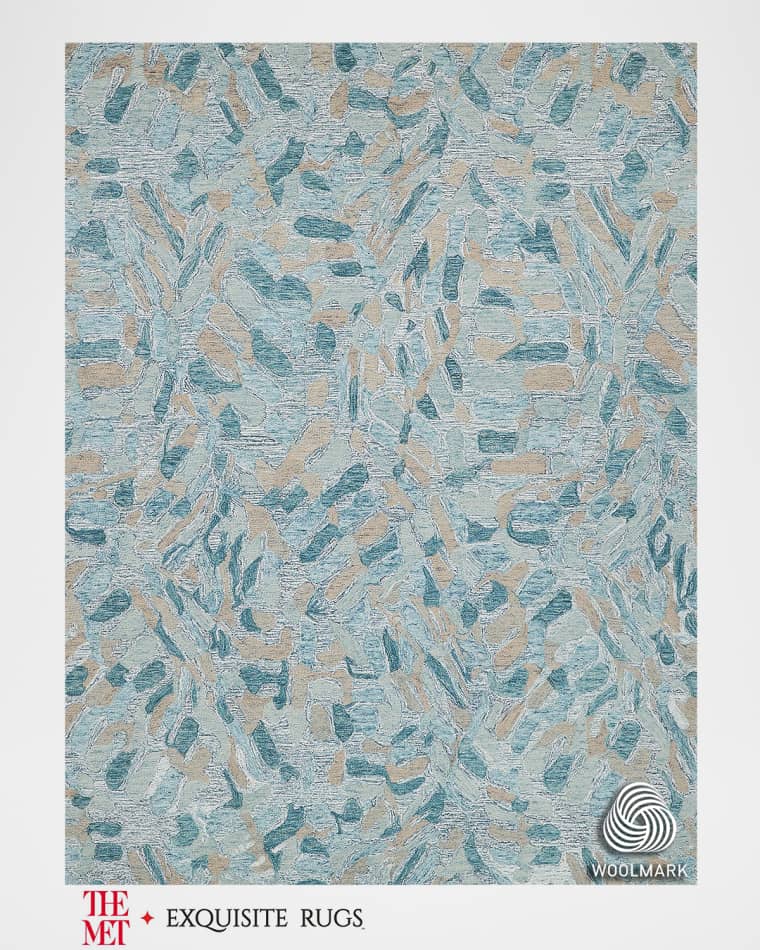 Exquisite Rugs x THE MET Botanica Hand-Tufted Turquoise Rug, 8' x 10'