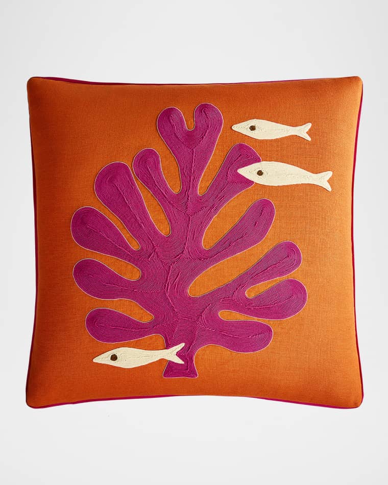 Jonathan Adler Playa Corded Coral Accent Pillow, 22" Square