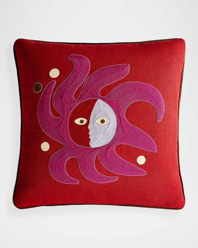 Jonathan Adler Playa Corded Sun Accent Pillow, 18" Square