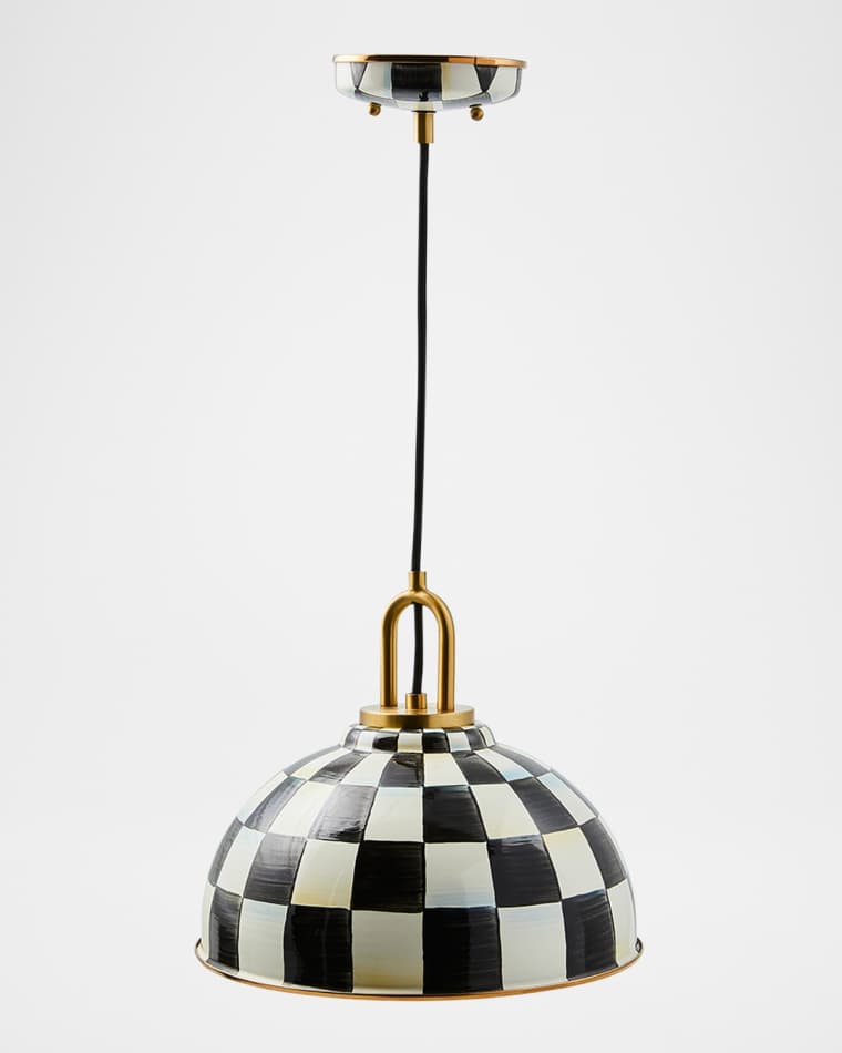MacKenzie-Childs Courtly Check 12" Dome Pendant Lamp