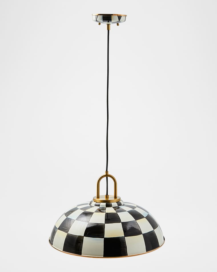 MacKenzie-Childs Courtly Check 18" Dome Pendant Lamp