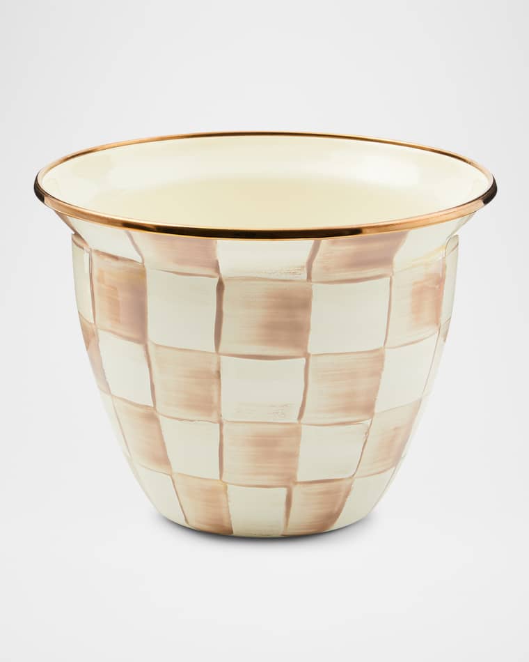 MacKenzie-Childs Mocha Check Large Flower Pot