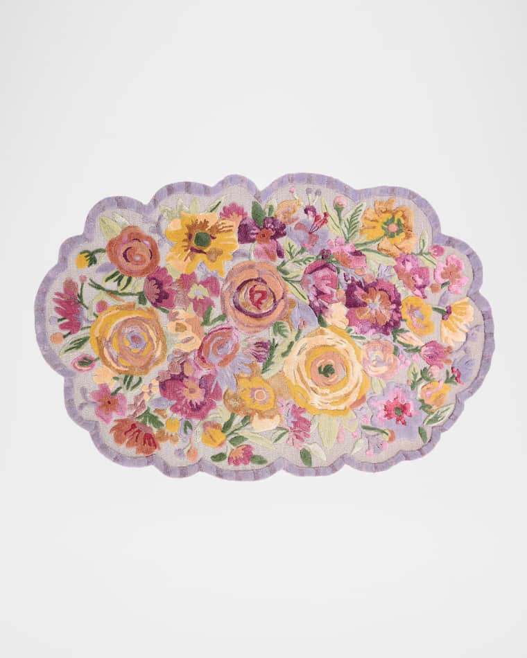 MacKenzie-Childs Scalloped Flower Meadow Rug, 5' x 8'