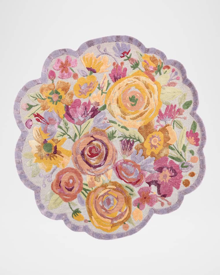 MacKenzie-Childs Scalloped Flower Meadow Rug, 6' Round