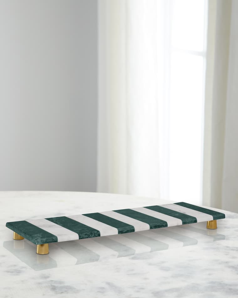 Worlds Away Beck Striped Marble Tray