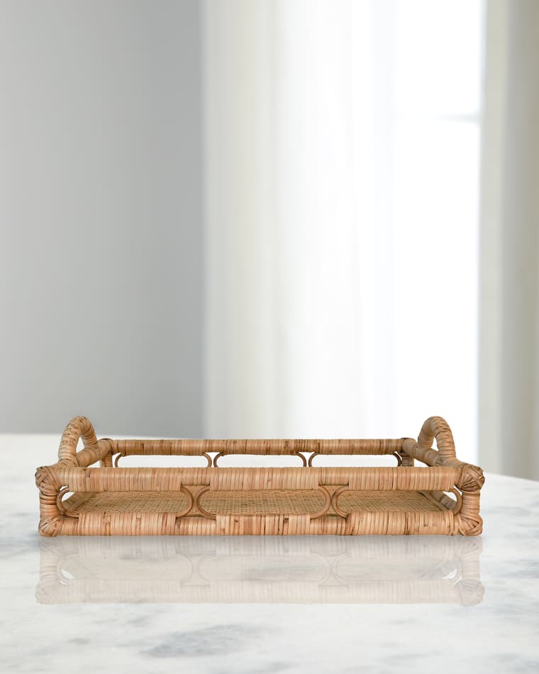Worlds Away Tatum Rattan Tray