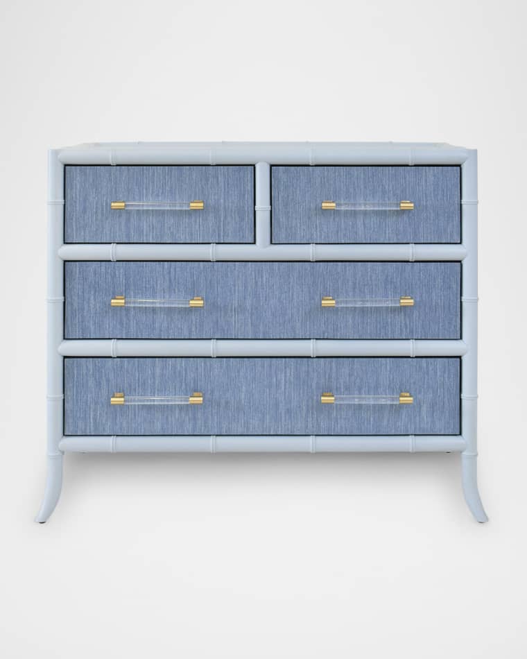 Worlds Away Beckett 4-Drawer Chest, Blue
