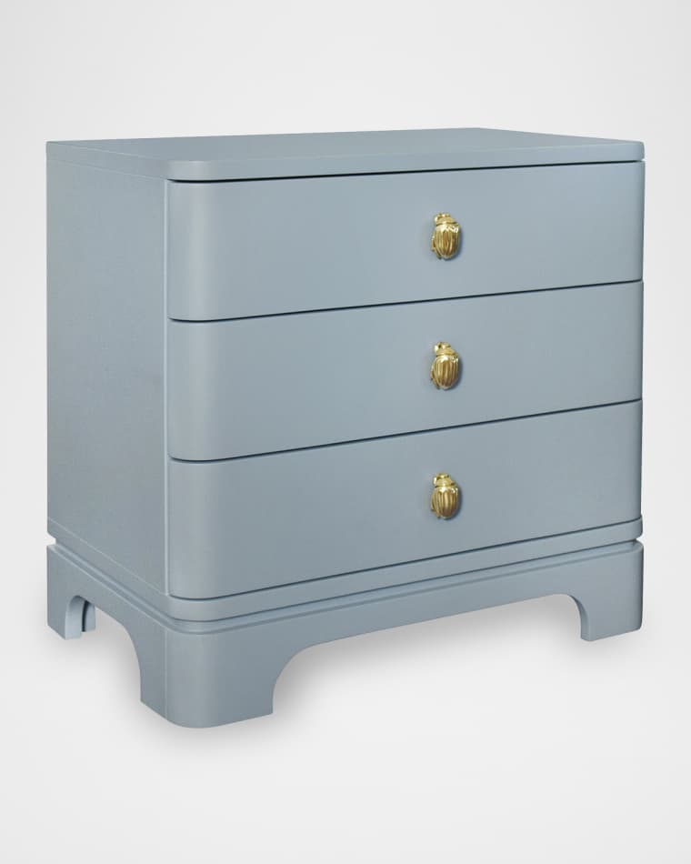 Worlds Away Fortune 3-Drawer Side Table, Light Blue