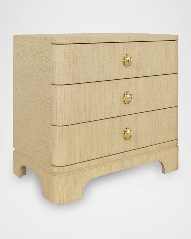 Worlds Away Fortune 3-Drawer Side Table, Natural