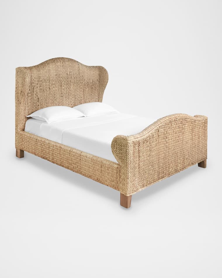 Worlds Away Jovi Water Hyacinth Queen Wingback Bed