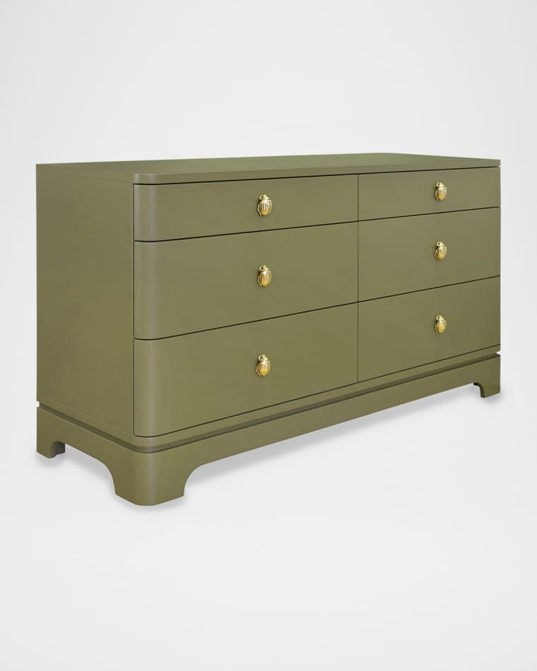 Worlds Away Kilmer 6-Drawer Dresser, Olive
