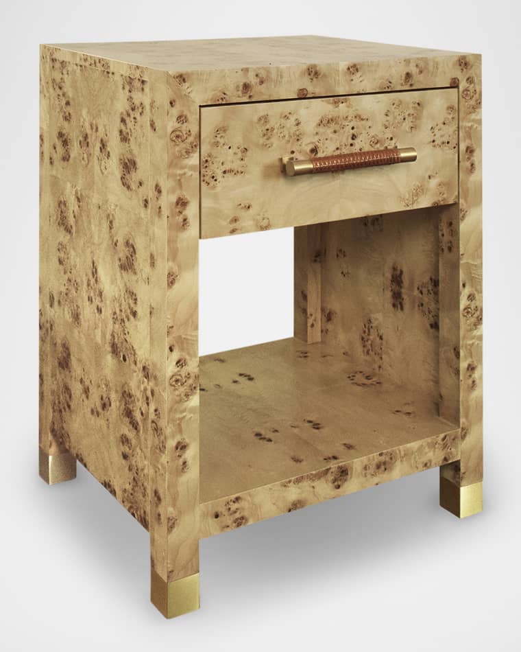 Worlds Away Pelham Burl Wood Side Table