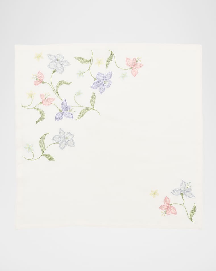 Kim Seybert Vista Flower Embroidered Linen Napkin