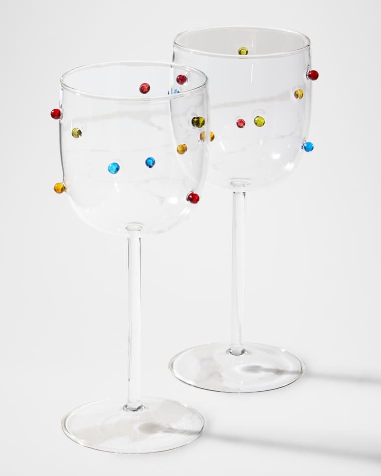 Neiman Marcus Colorful Beaded Wine Glasses, 16.8 oz. - Set of 2