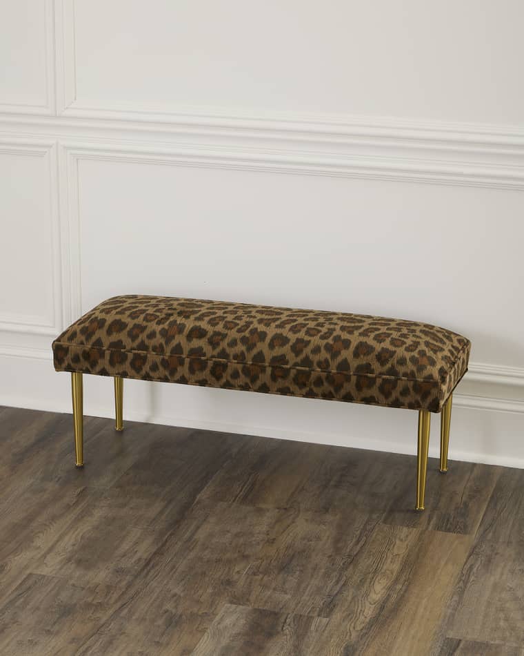 Haute House Kylee Leopard Bench, 42"