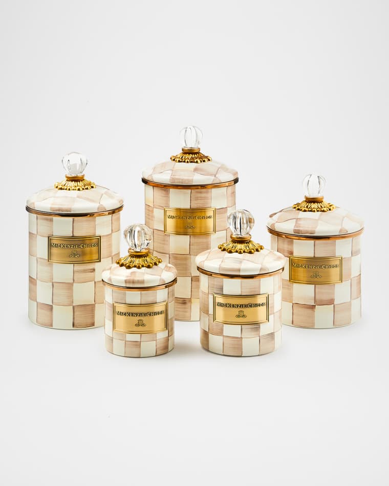 MacKenzie-Childs Mocha Check Large Canister Mocha Check Medium Canister Mocha Check Demi Canister