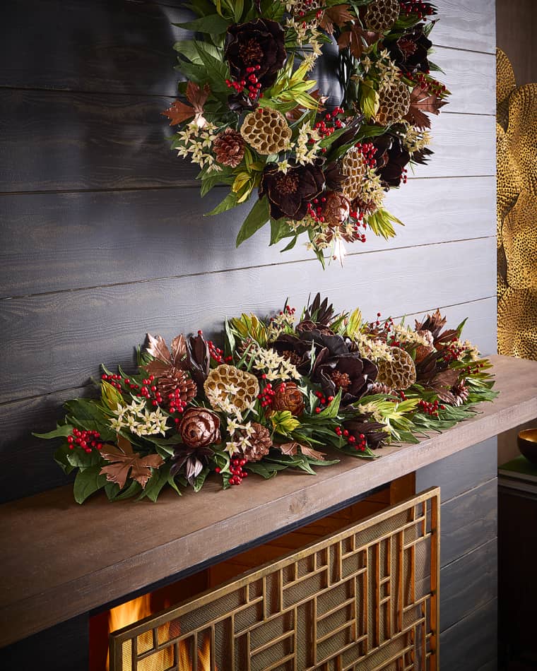 Neiman Marcus Autumn Harvest 46" Mantel Garland