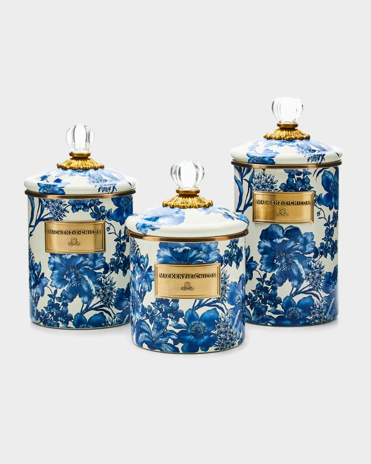 MacKenzie-Childs Royal English Garden Large Canister, 64 oz. Royal English Garden Medium Canister, 48 oz. Royal English Garden Small Canister