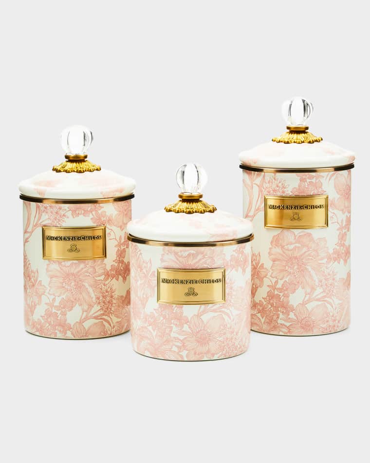 MacKenzie-Childs Rosy English Garden Large Canister Rosy English Garden Medium Canister Rosy English Garden Small Canister, 38 oz.