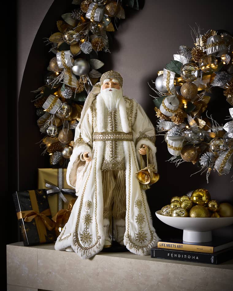Katherine's Collection Golden Leaf Tabletop Santa Doll