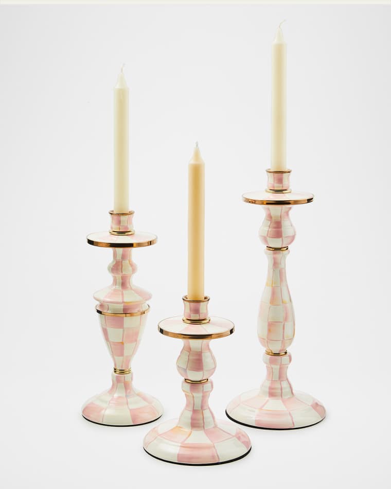 MacKenzie-Childs Rosy Check Large Candlestick Rosy Check Medium Candlestick Rosy Check Small Candlestick