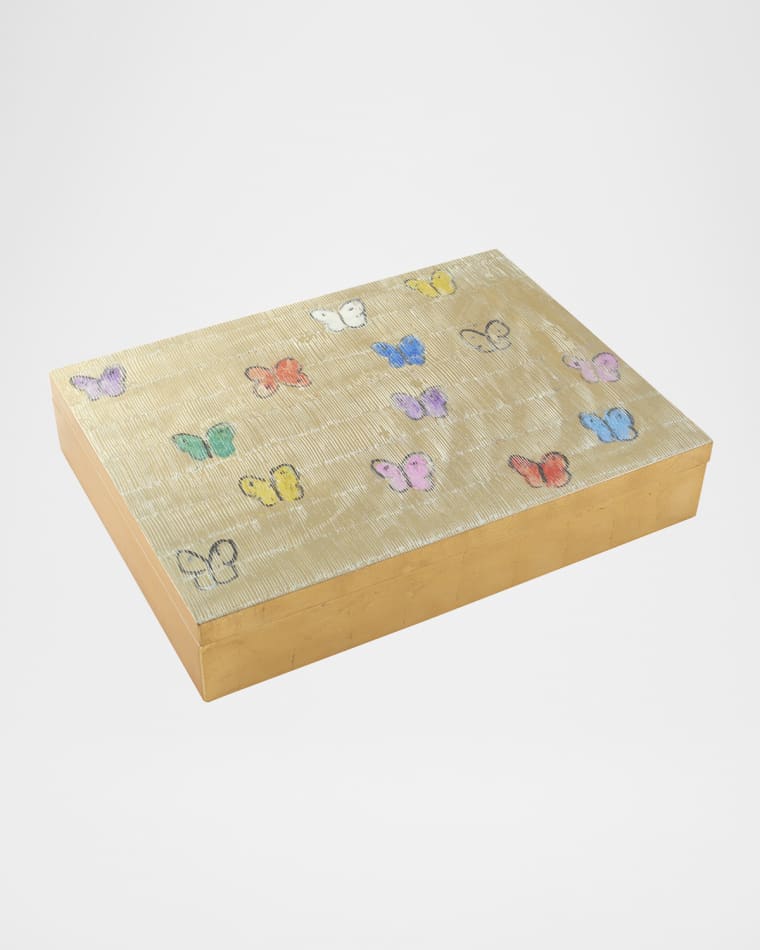 Hunt Slonem Summer Butterflies Gold Leaf & Lacquer Large Box