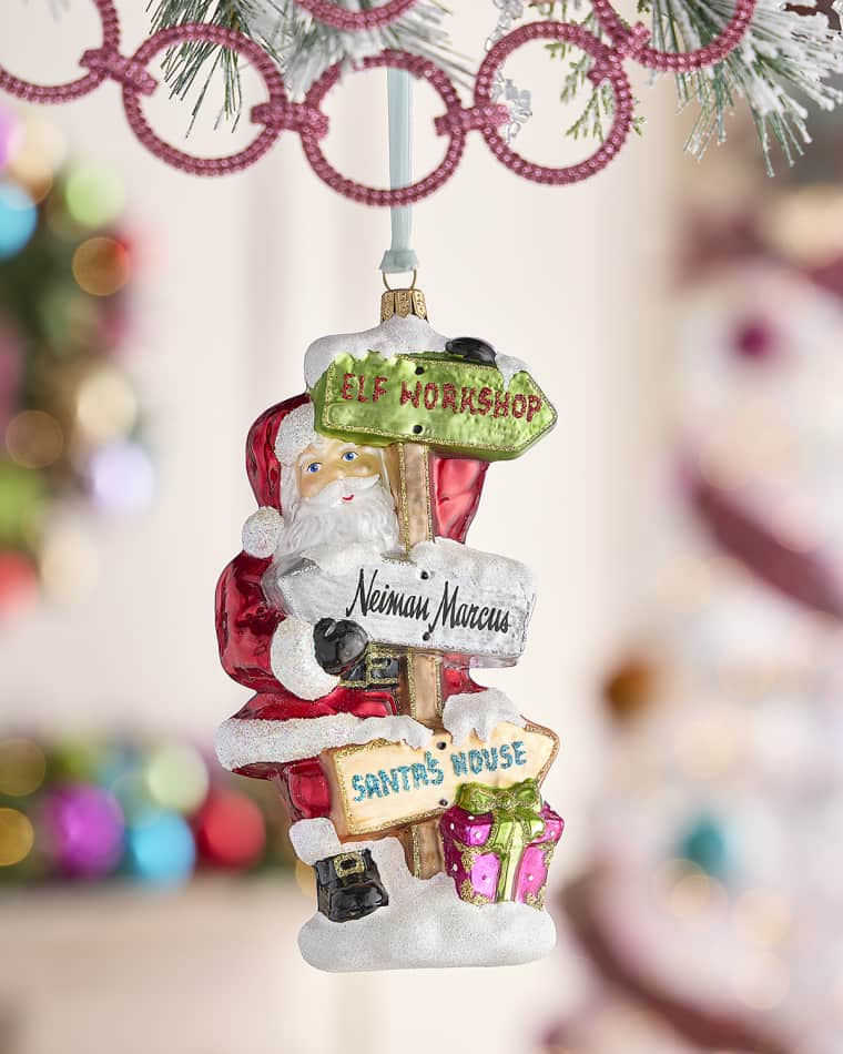 Neiman Marcus Santa with Road Signs Christmas Ornament