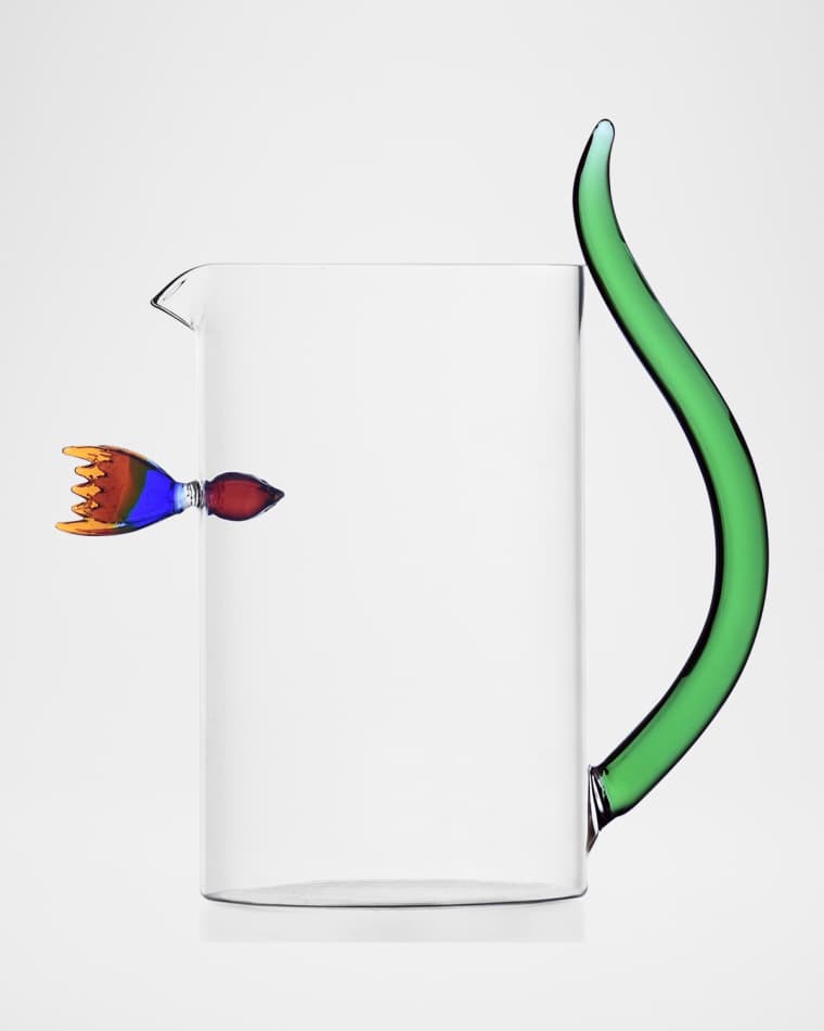 ICHENDORF Animal Farm Fish In & Out Pitcher with Seagrass Handle, 50.7 oz.