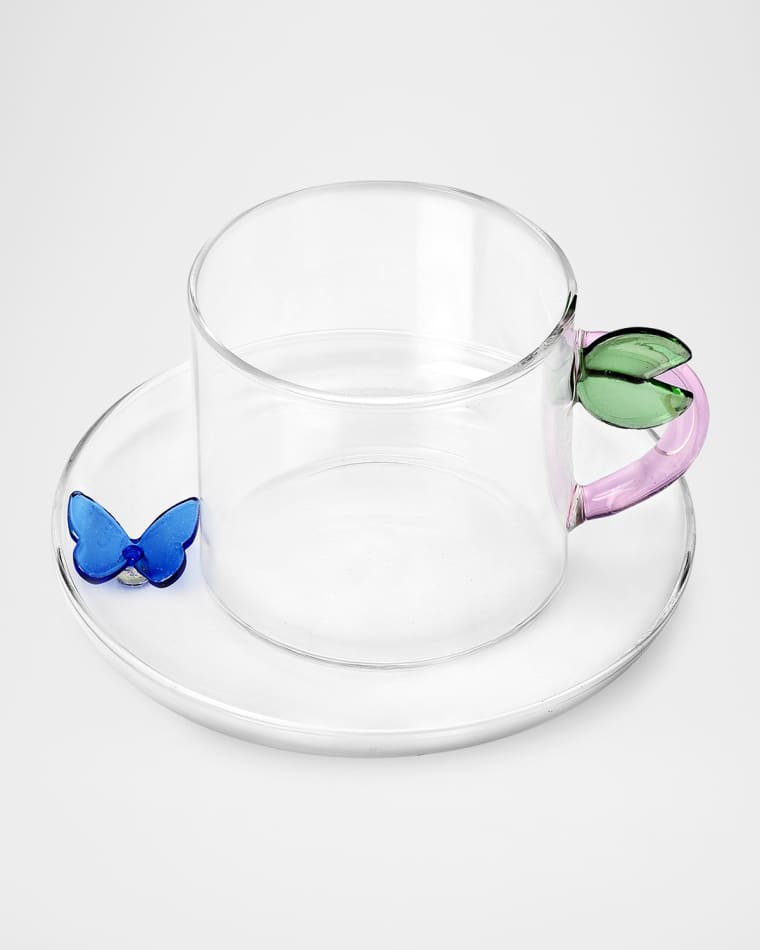 ICHENDORF Fruits & Flowers Teacup with Saucer, 10.1 oz