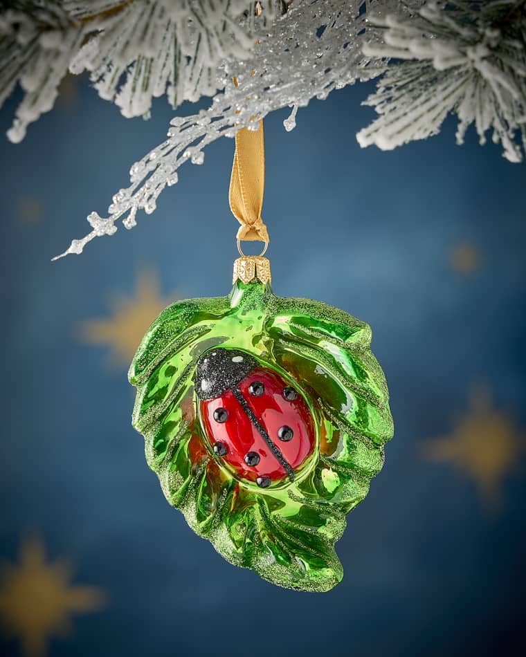 Neiman Marcus Ladybug Leaf Christmas Ornament