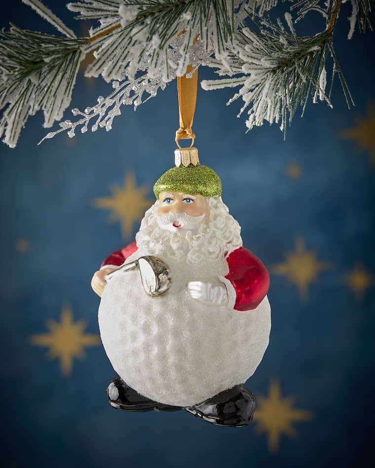 Neiman Marcus Golf Ball Santa Christmas Ornament