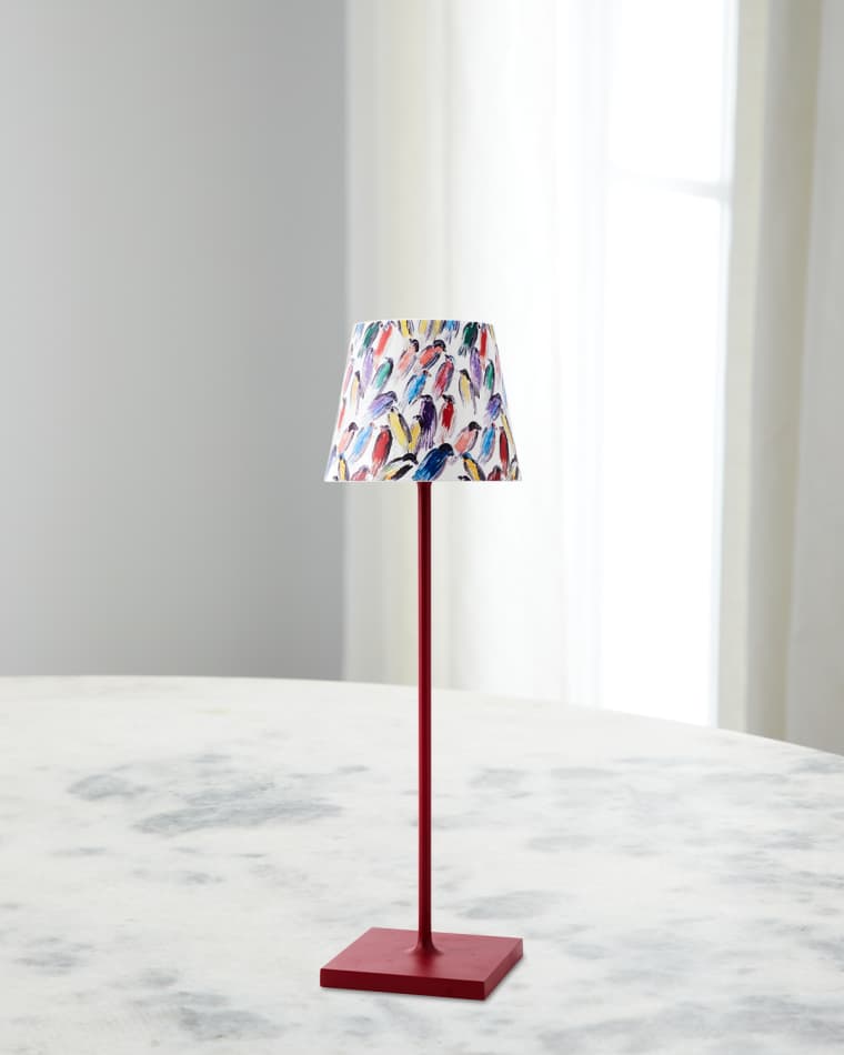Hunt Slonem x Zafferano Poldina Pro Rechargeable 15" Table Lamp, Festive Finches