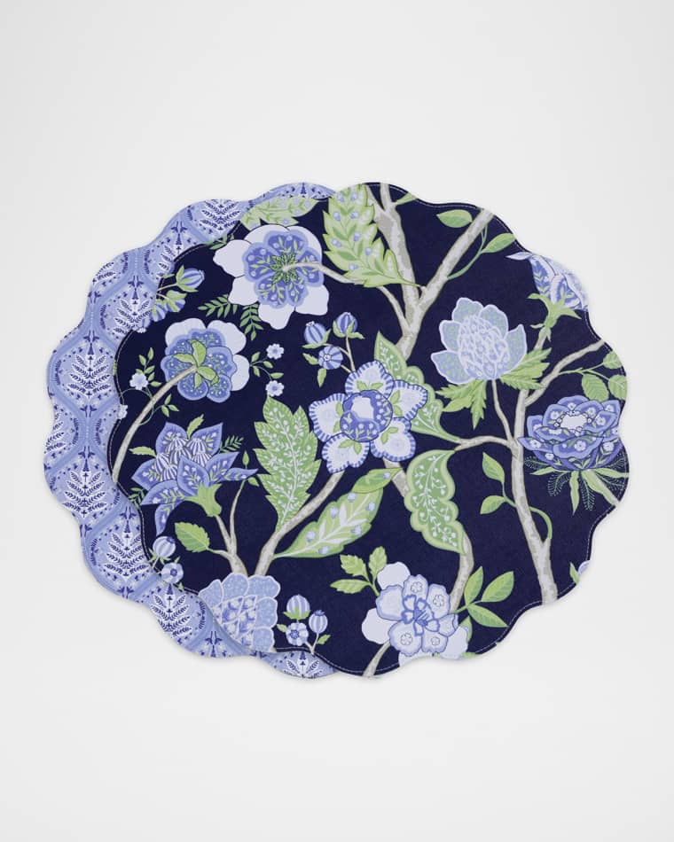 Beatriz Ball VIDA Blooms & Branches Reversible Round Placemats, Set of 4