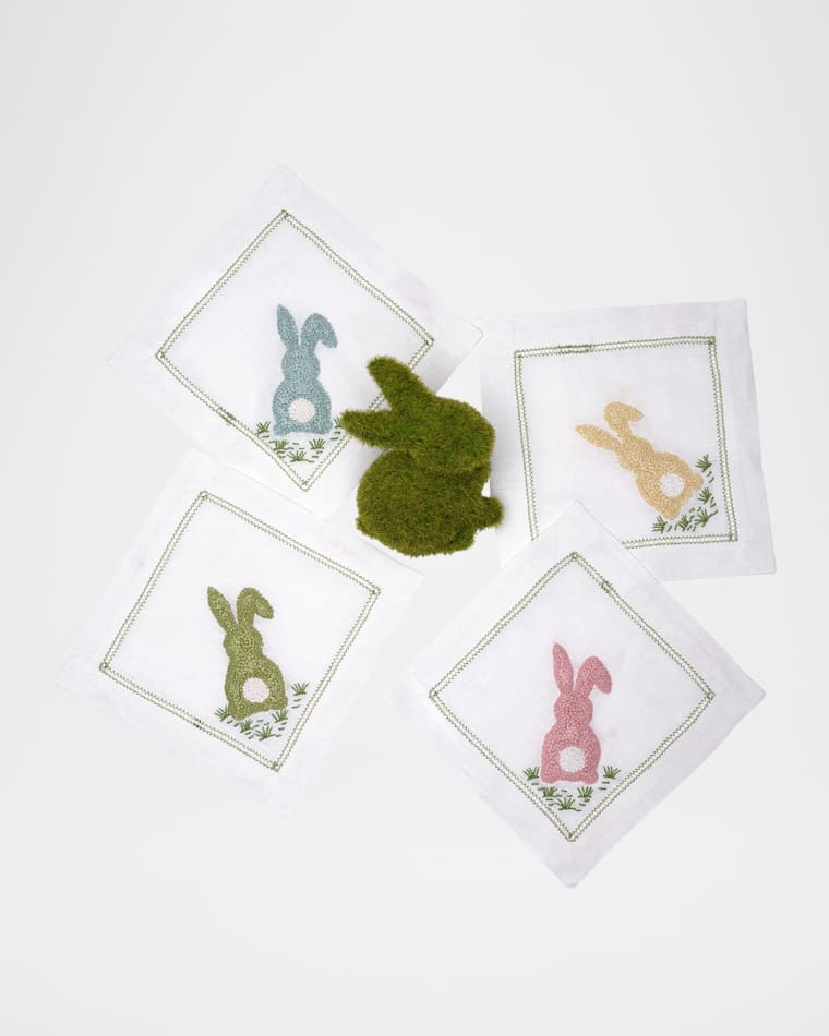 Deborah Rhodes Cottontail Embroidered Cocktail Napkins, Set of 4