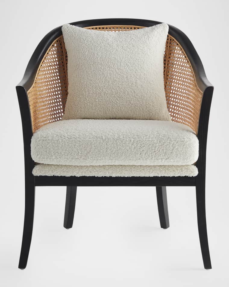 Renzo Boucle & Rattan Chair