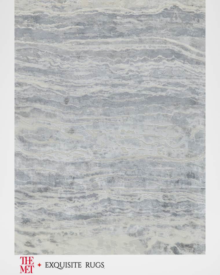 Exquisite Rugs x THE MET Travertine Hand-Loomed Silver Rug, 12' x 15' Travertine Hand-Loomed Silver Rug, 10' x 14' Travertine Hand-Loomed Silver Rug, 9' x 12'