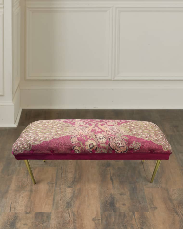 Haute House Fuchsia Peacock Bench, 42"