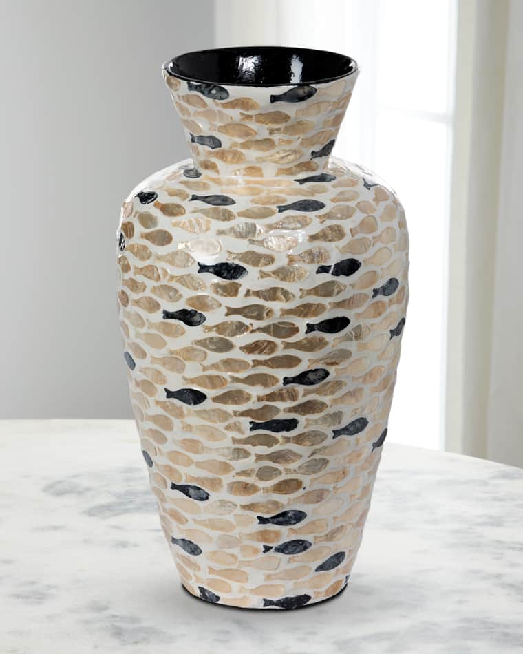 Park Hill Collections Capraia Coast Capiz Fish Vase, 16"