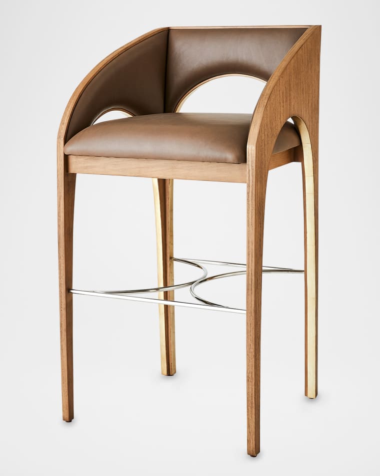 Global Views Arches Leather Barstool 32"