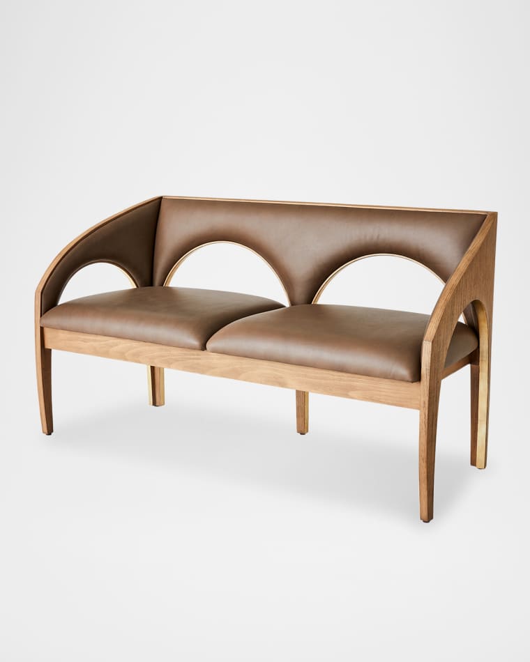 Global Views Arches Leather Bench, 54.5"