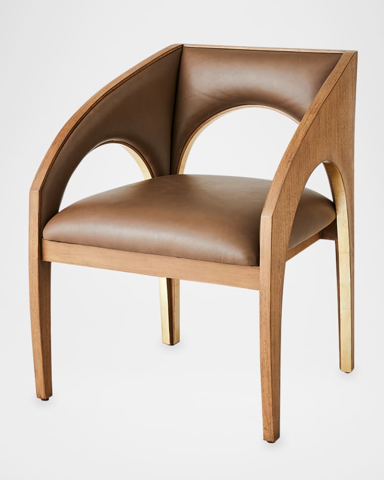 Global Views Arches Leather Dining Arm Chair