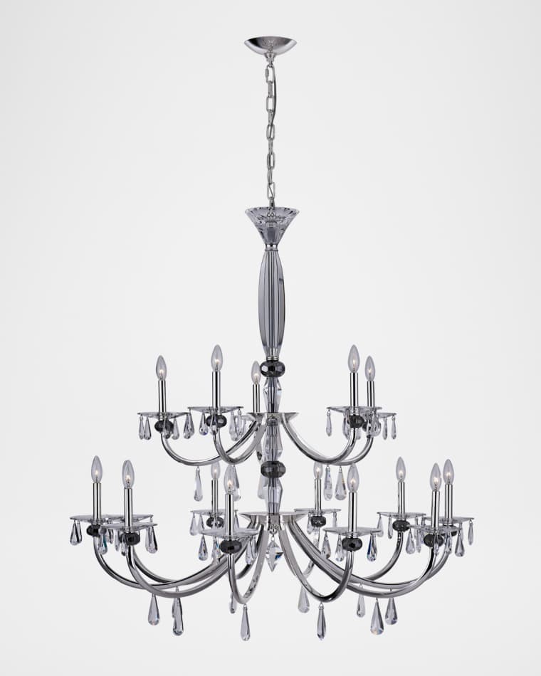 Allegri Crystal by Kalco Lighting Passo 15-Light 2-Tier Crystal Chandelier, 45"