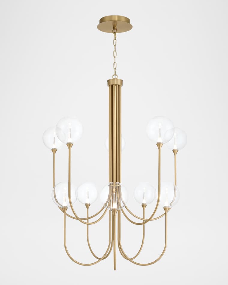 Eurofase Lissa 40" Tiered 10-Light LED Chandelier, Gold/Clear