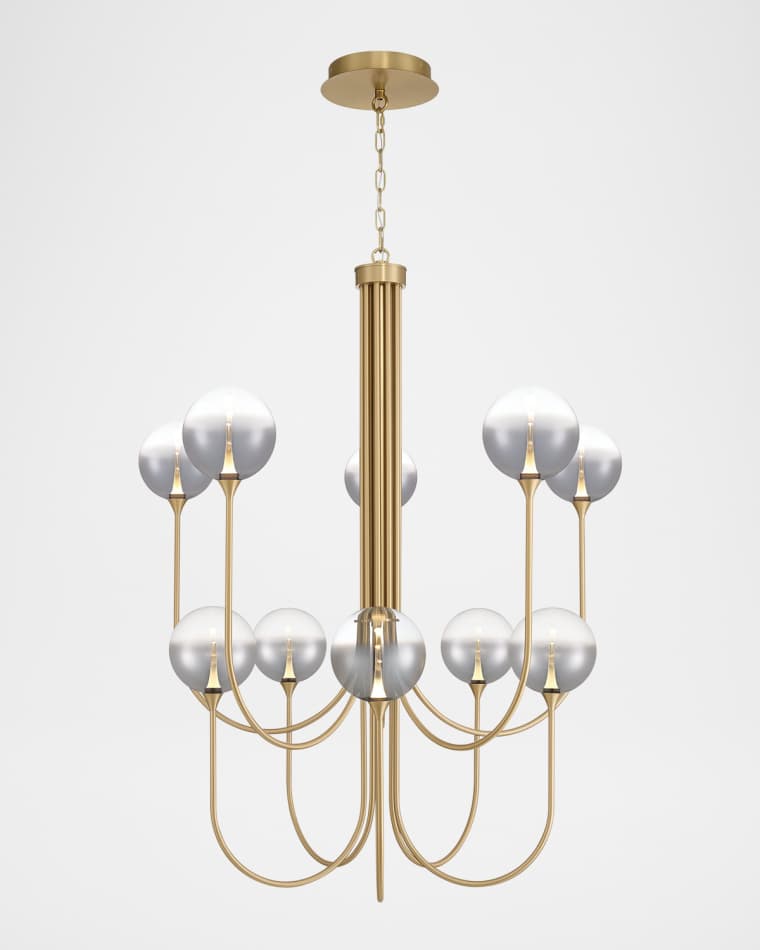Eurofase Lissa 40" Tiered 10-Light LED Chandelier, Gold/Smoke