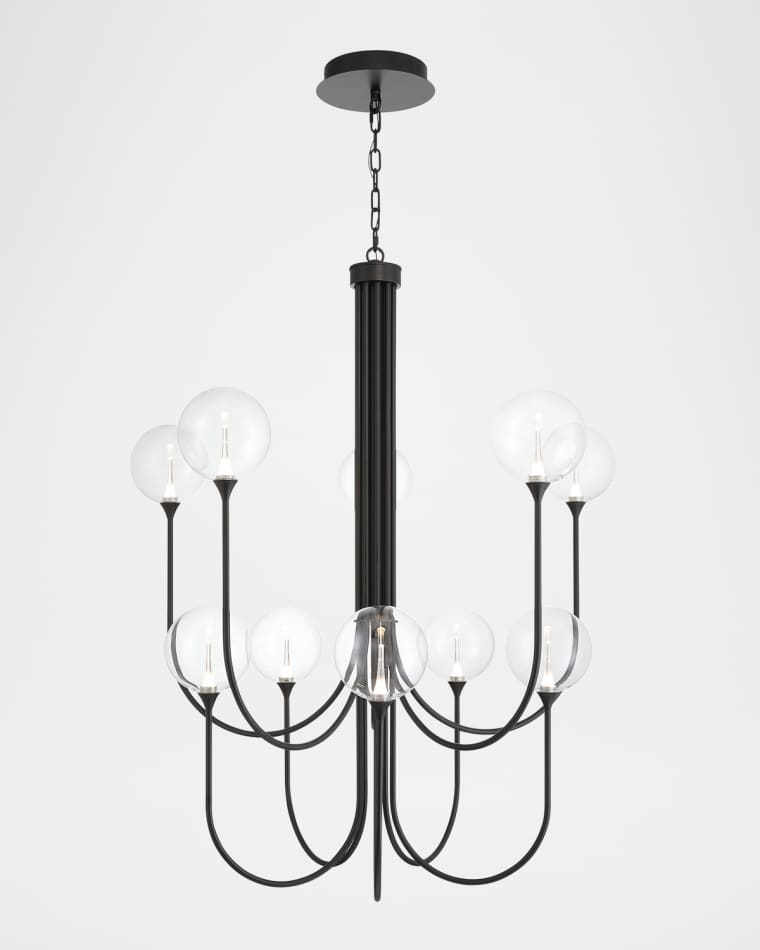 Eurofase Lissa 40" Tiered 10-Light LED Chandelier, Matte Black/Clear