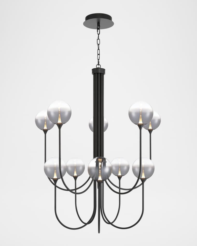 Eurofase Lissa 40" Tiered 10-Light LED Chandelier, Matte Black/Smoke