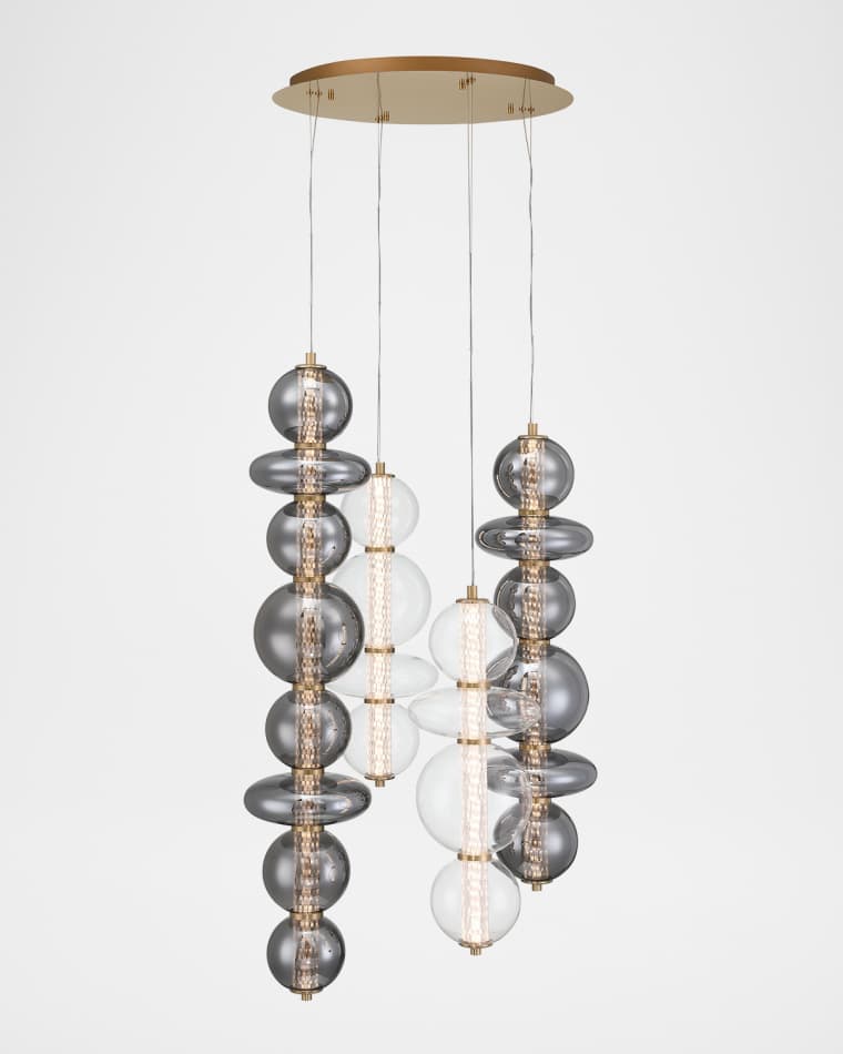 Eurofase Atomo 50" 4-Light Multi-Drop LED Chandelier, Gold