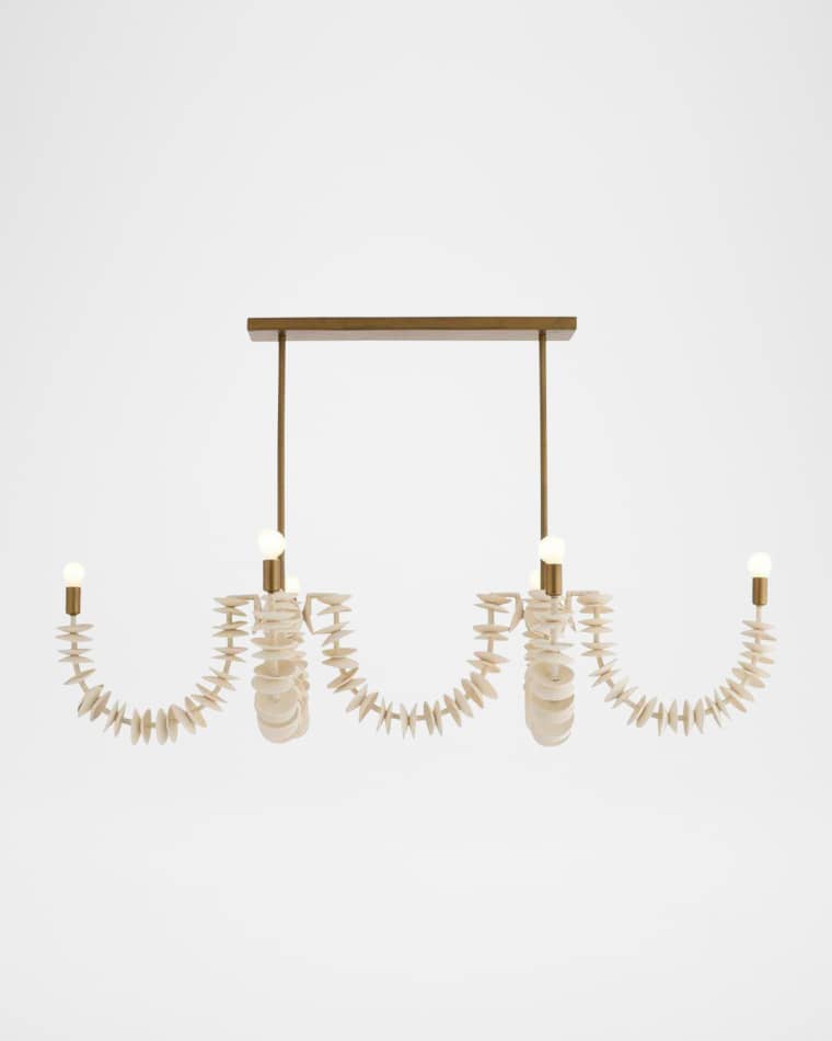 Arteriors Kalama 57" 8-Light Linear Coconut Shell Chandelier