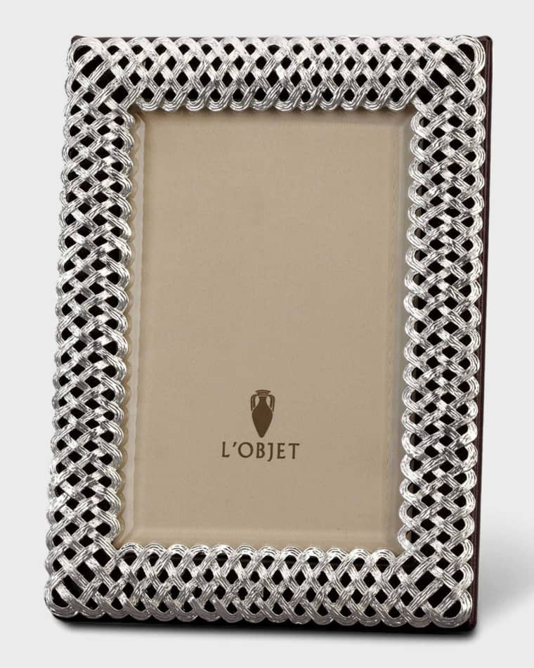 L'Objet Platinum Braid 4" x 6" Picture Frame